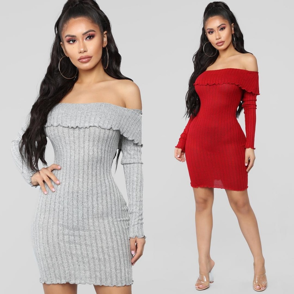 Fashion Nova (Mustard) Off the Shoulder Dress